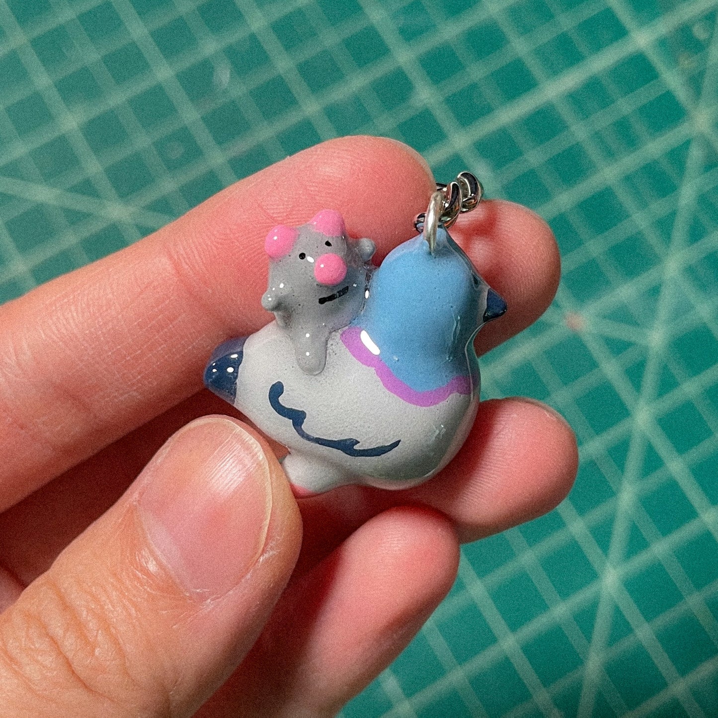 Rat riding Pigeon Keychain