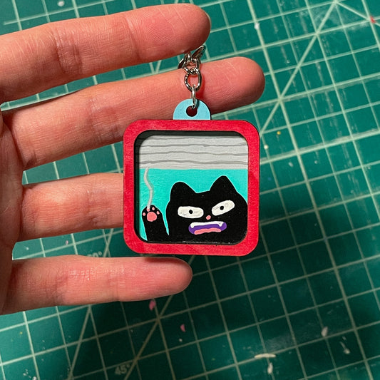 Cat in Window Keychain - B Grade