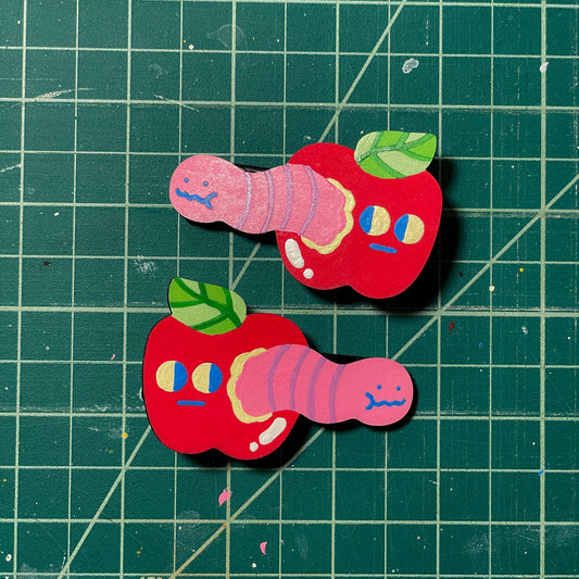 Apple & Worm Barrettes