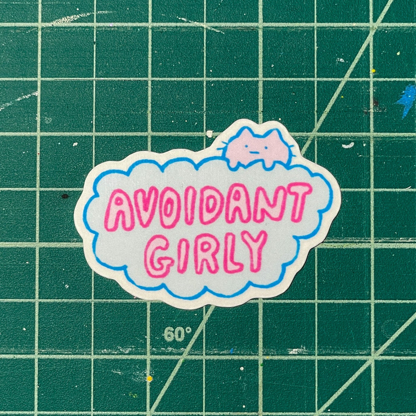 Avoidant Girly Laminated Vinyl Sticker