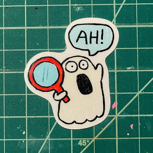 AH! Ghosty Mirror Laminated Vinyl Sticker