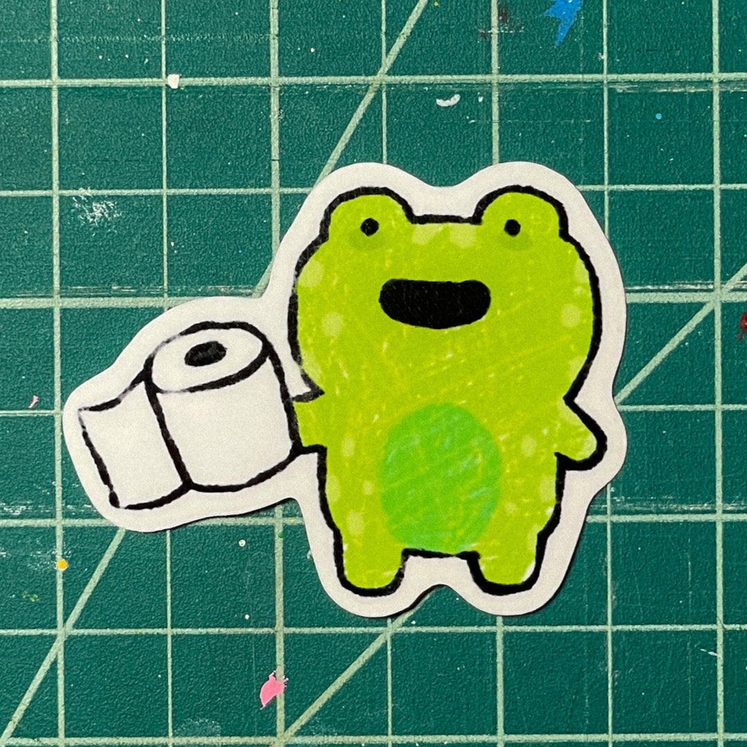 Bathroom Froggy Laminated Vinyl Sticker