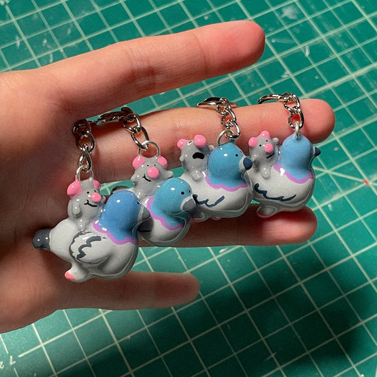 Rat riding Pigeon Keychain