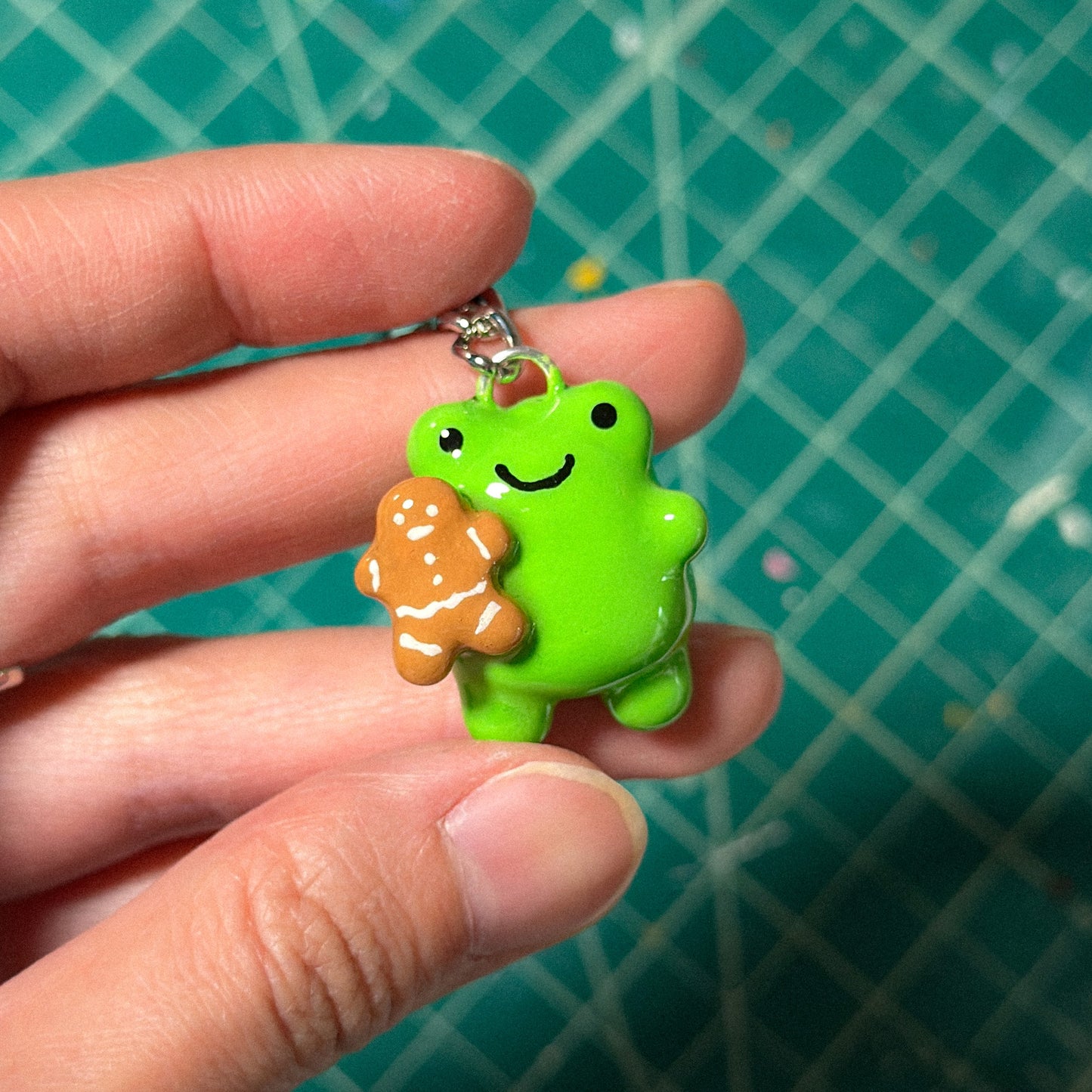 Frog with Gingerbread Keychain [MADE TO ORDER 2-3 WEEKS]