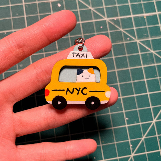 NYC Taxi Wood Keychain