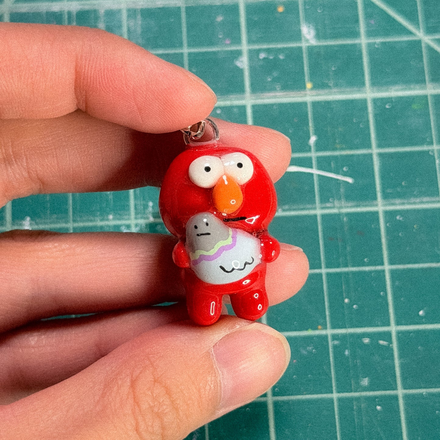 Red Dude with Pigeon Keychain [MADE TO ORDER 2-3 weeks]