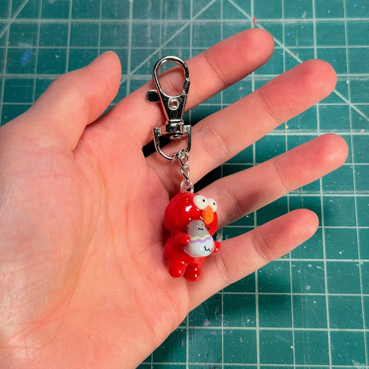 Red Dude with Pigeon Keychain [MADE TO ORDER 2-3 weeks]