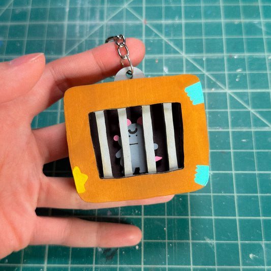 Rat Jail Wood Keychain [MADE TO ORDER 2-3 weeks]
