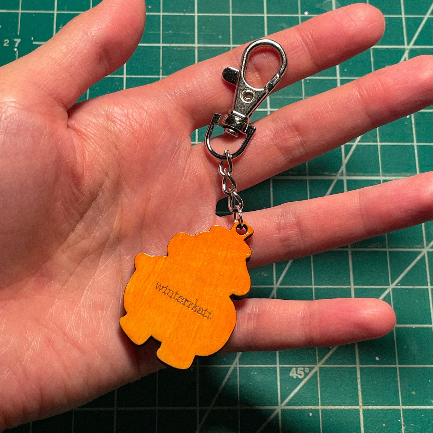 Pumpkin Pup Wood Keychain