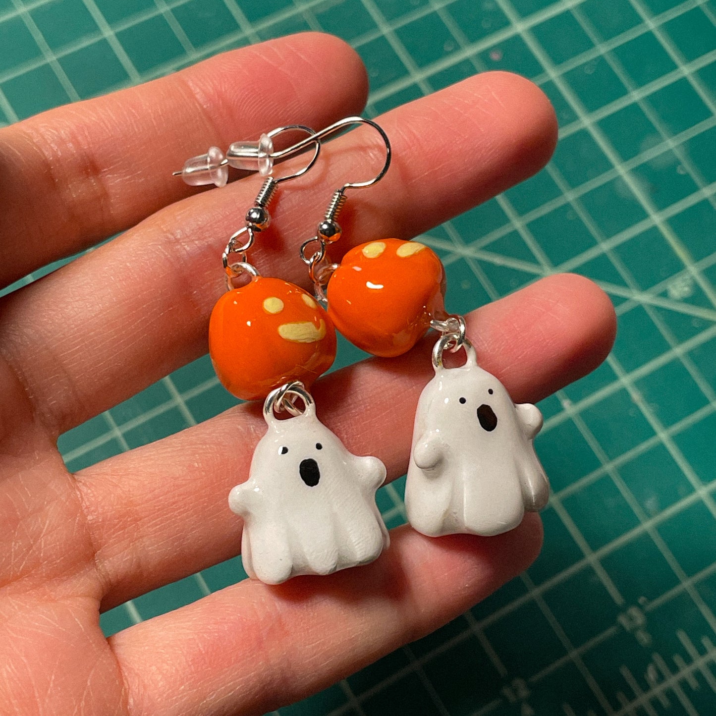 Ghost & Pumpkin Earrings [MADE TO ORDER 2-3 WEEKS]